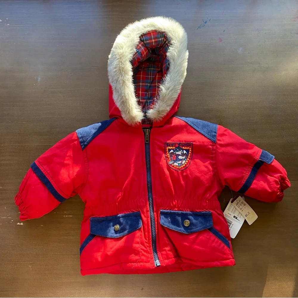 Vintage Baby B’gosh NWT Winter Coat Red Navy Beaver 12 Months Dead Stock Boy